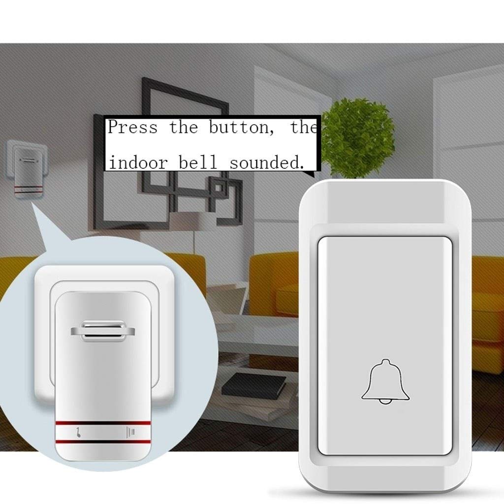 Timbre Inalámbrico Kit inalámbrico de timbre impermeable con 1 transmisor y 2 receptores 38 Melody Launchers Self Power Generation (Blanco) Timbre de Puerta
