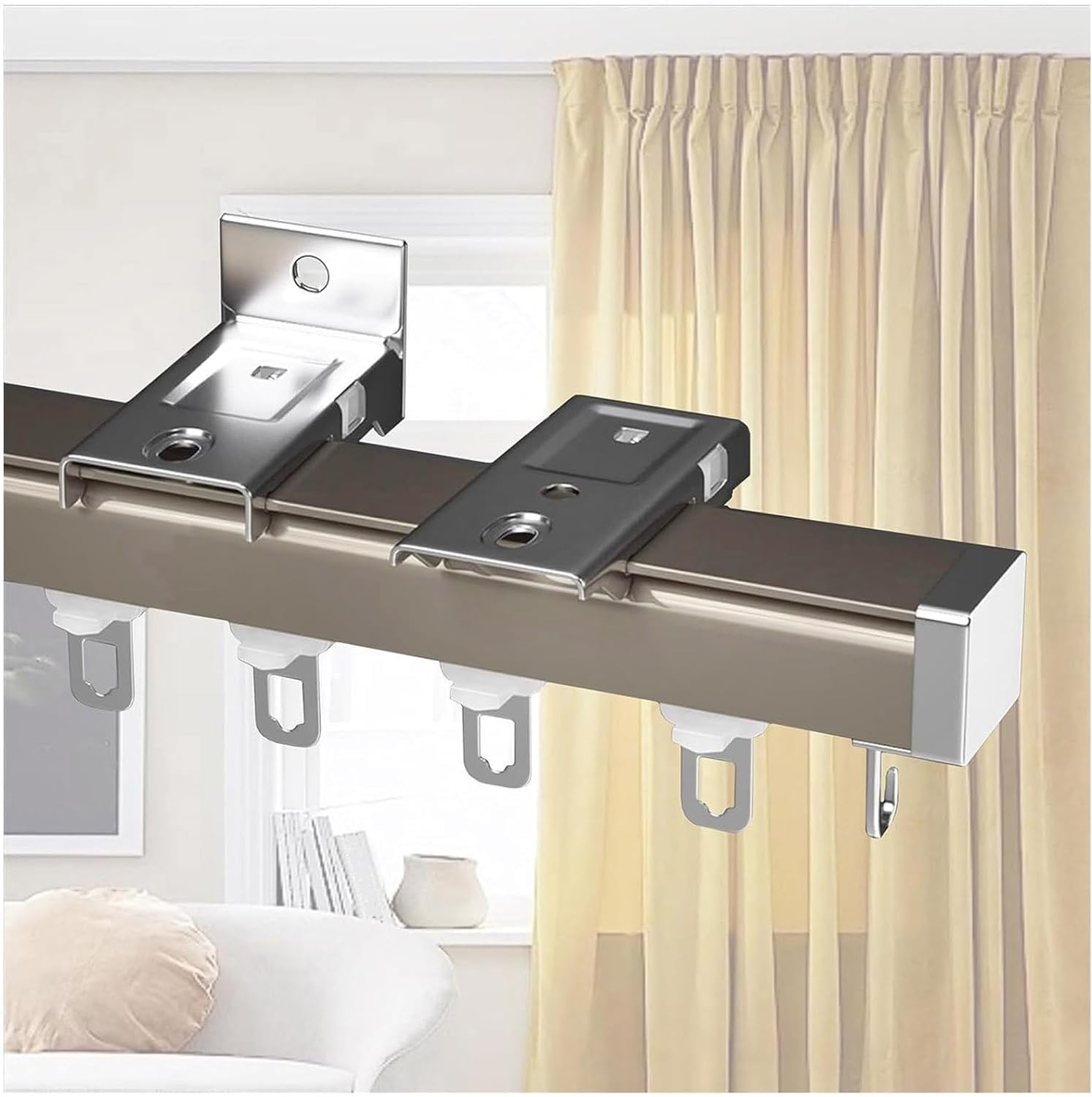 WQPMNYG Heavy Duty Aluminum Alloy Ceiling Curtain Track Rail 1m 4m 6mSilent Drapery Hardware for Living Room & BedroomAdjustable Curtain Pole Set (Color Options)