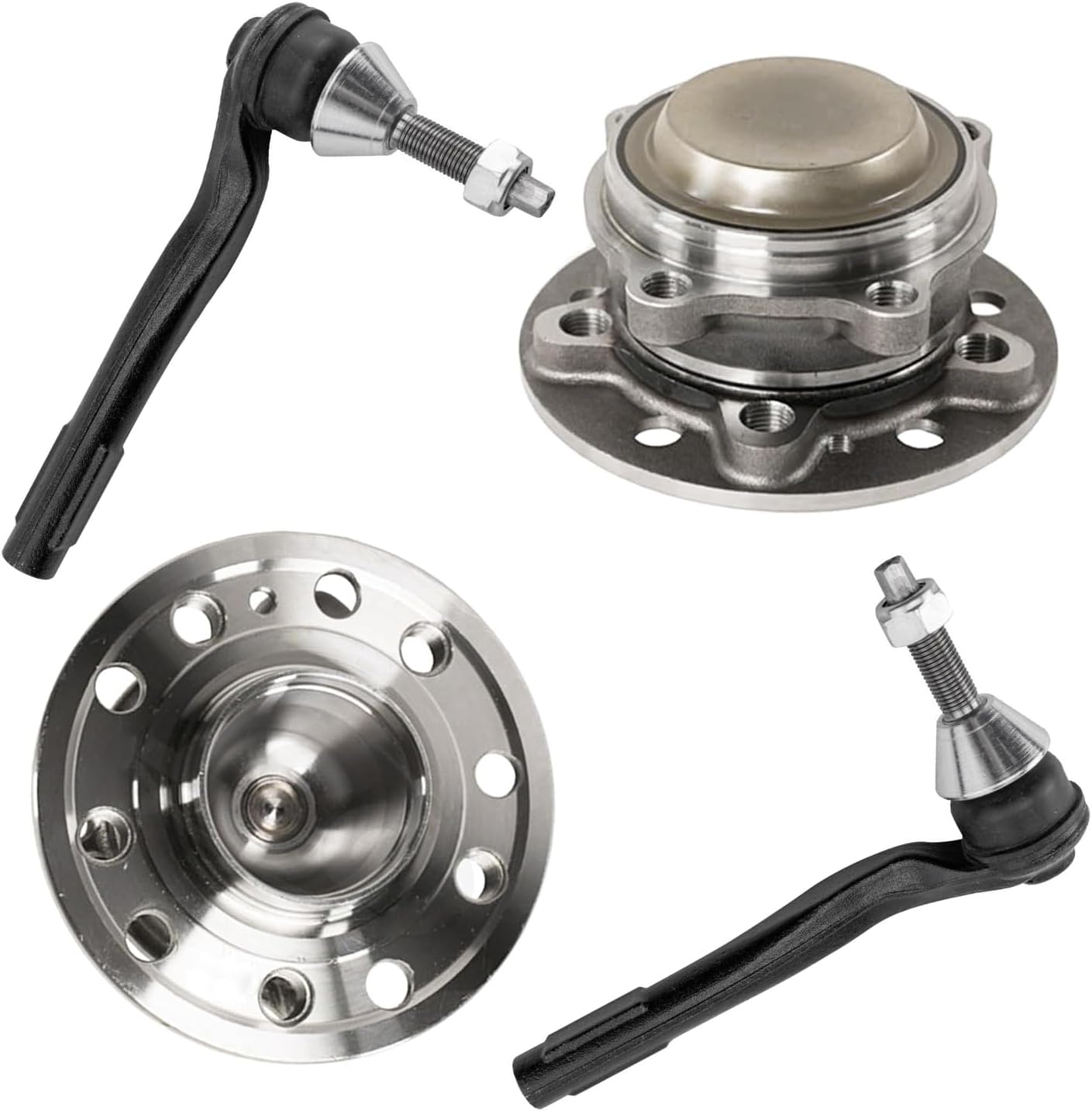 Detroit Axle - Front Wheel Bearing Hubs Kit for Mercedes-Benz C300 C350e CLS450 E300 E350 E450, 2 Wheel Bearing Hubs Assembly 2 Outer Tie Rod Ends Replacement