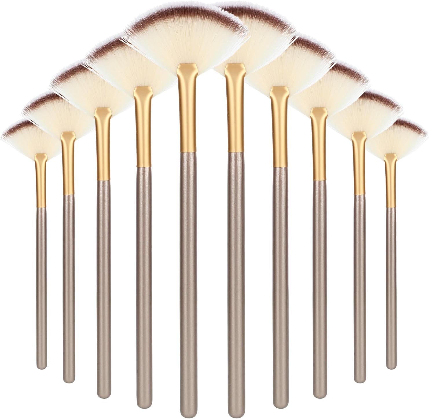 Amaxiu Fan Brushes for Facials, Ultra Slim Soft Facial Fan Applicator Brushes Professional Blending Makeup Brush with Comfortable Wood Handle for Mask Mud Cream Makeup Esthetician(10 Pcs, Wooden)