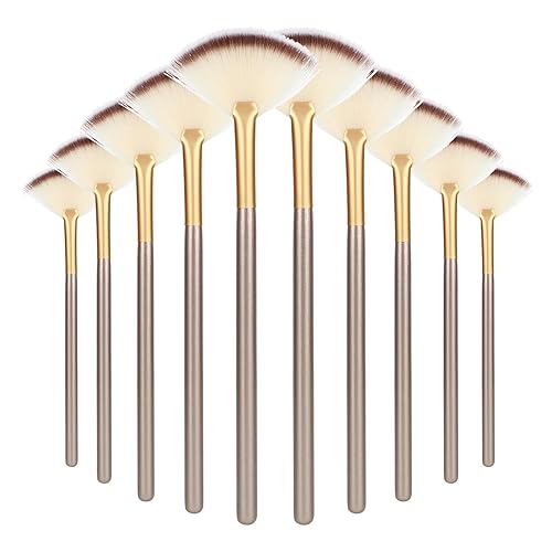 Cepillos de ventilador para tratamientos faciales, ultra delgados y suaves cepillos aplicadores de ventilador facial, cepillo profesional de mezcla