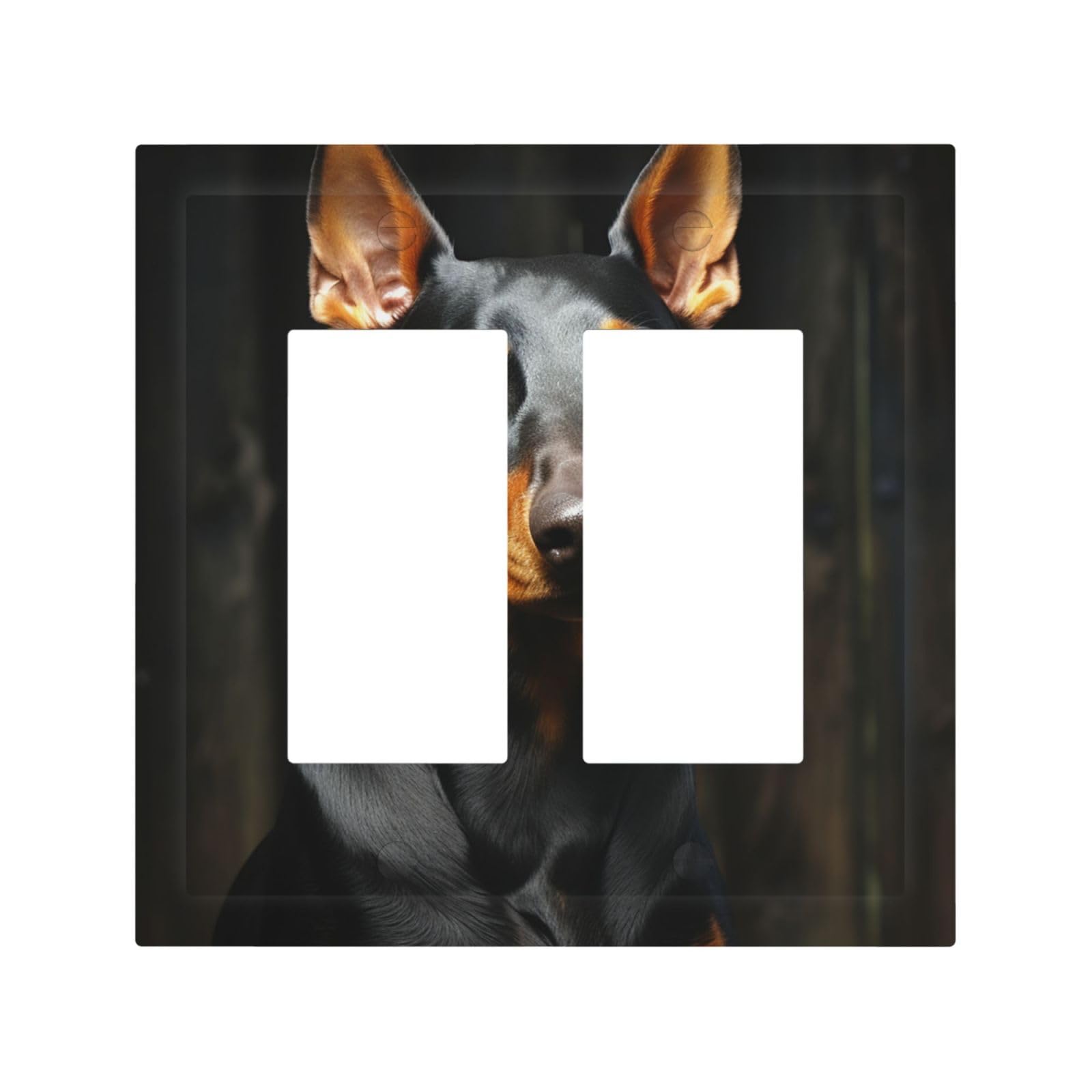 Decorator Double Toggle Light Switch Covers doberman Wall Plate 2-Gang Mid Size 5" x 4.9" Double Toggle Switch Wallplate Decorative 2 Gang Wall Switch Plate Covers