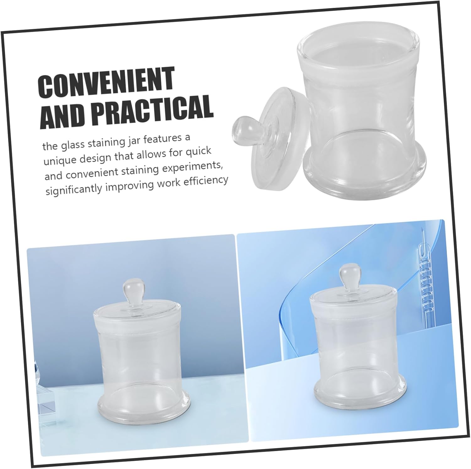 Glass Slide Staining Jar Transparent Container for Efficient Staining Experiments Smooth Nonporous Surface Easy to Clean for Laboratory Use Holds up to Prepared Microscope Slides