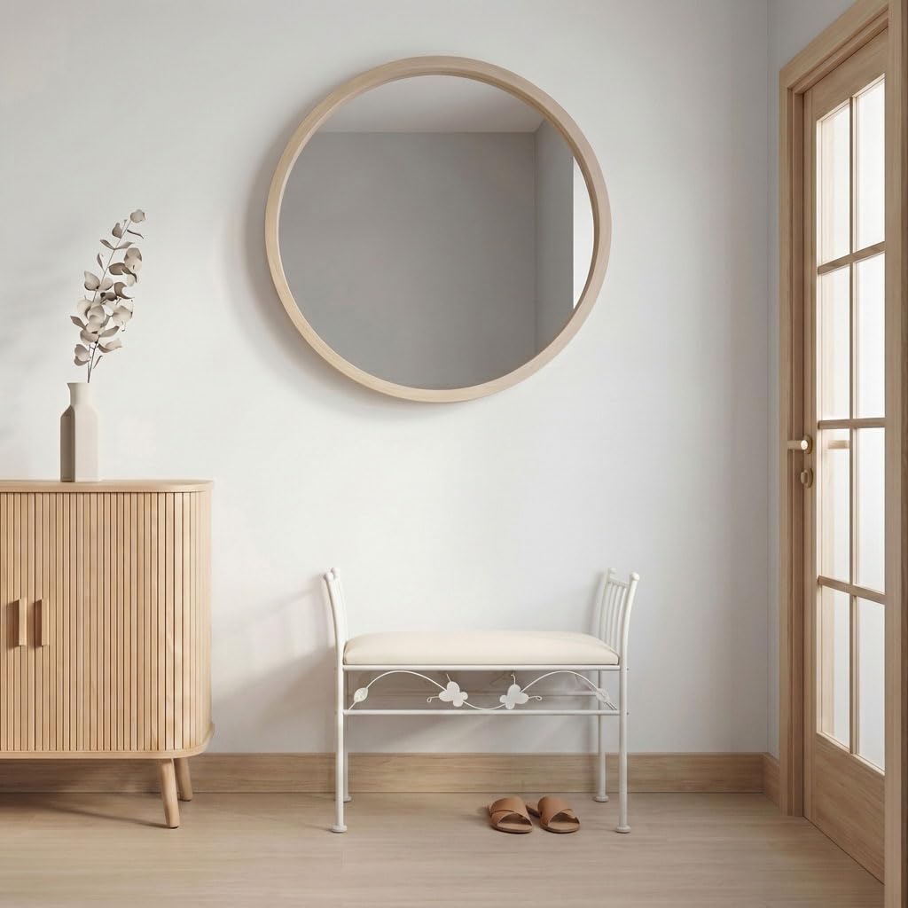 LOLAhome - Banqueta para pie de Cama de Metal Blanco y Asiento de Lino Beige. Taburete para Dormitorio o vestidor de 68 cm de Largo y 30 cm de Ancho. Altura Asiento 46 cm. Altura Total 64 cm