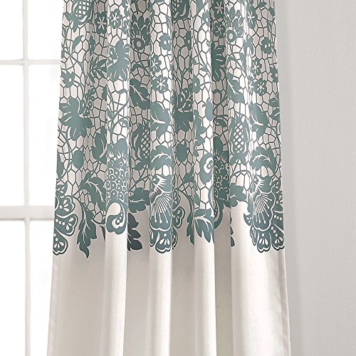 Lush Décor Estate Garden Print Curtains Room Darkening Window Panel Set For Living, Dining, Bedroom (Pair), 84 In X 52 In, Blue #TOP2