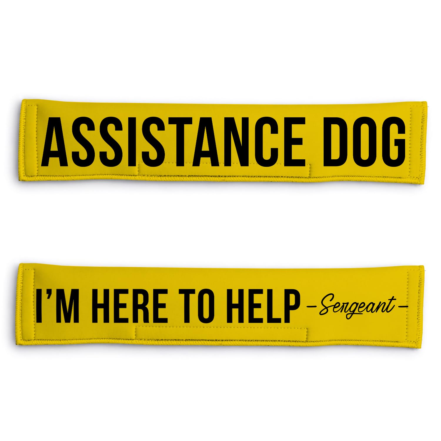 Personalised Dog Lead Sleeve | Custom 'Assistance Dog' Lead Cover | Reactive Nervous Dog Warning | Funny Dog Lead Sign | Velcro Lead Wrap UK (Yellow)