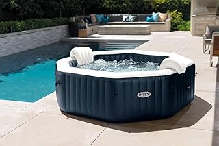 Intex - Spa gonflable octogonal PureSpa Blue navy 6 places - Intex - 216 x 71 cm