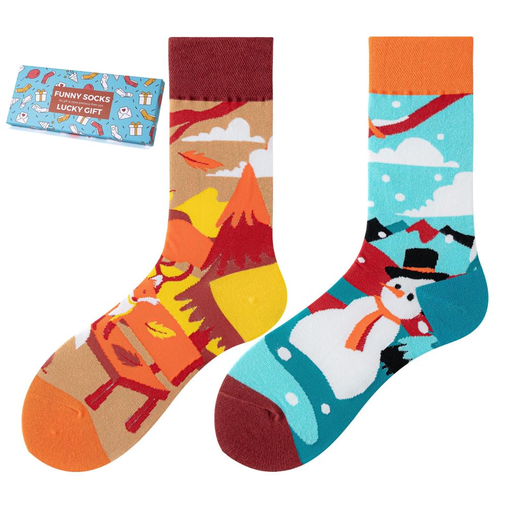 Calcetines Divertidos Unisex para Mujer y Hombre con Diseños Asimétricos en Par - Temas Animales, Comida, Fruta, Deporte y Arte en Algodón - Ideal para Regalos — view 81
