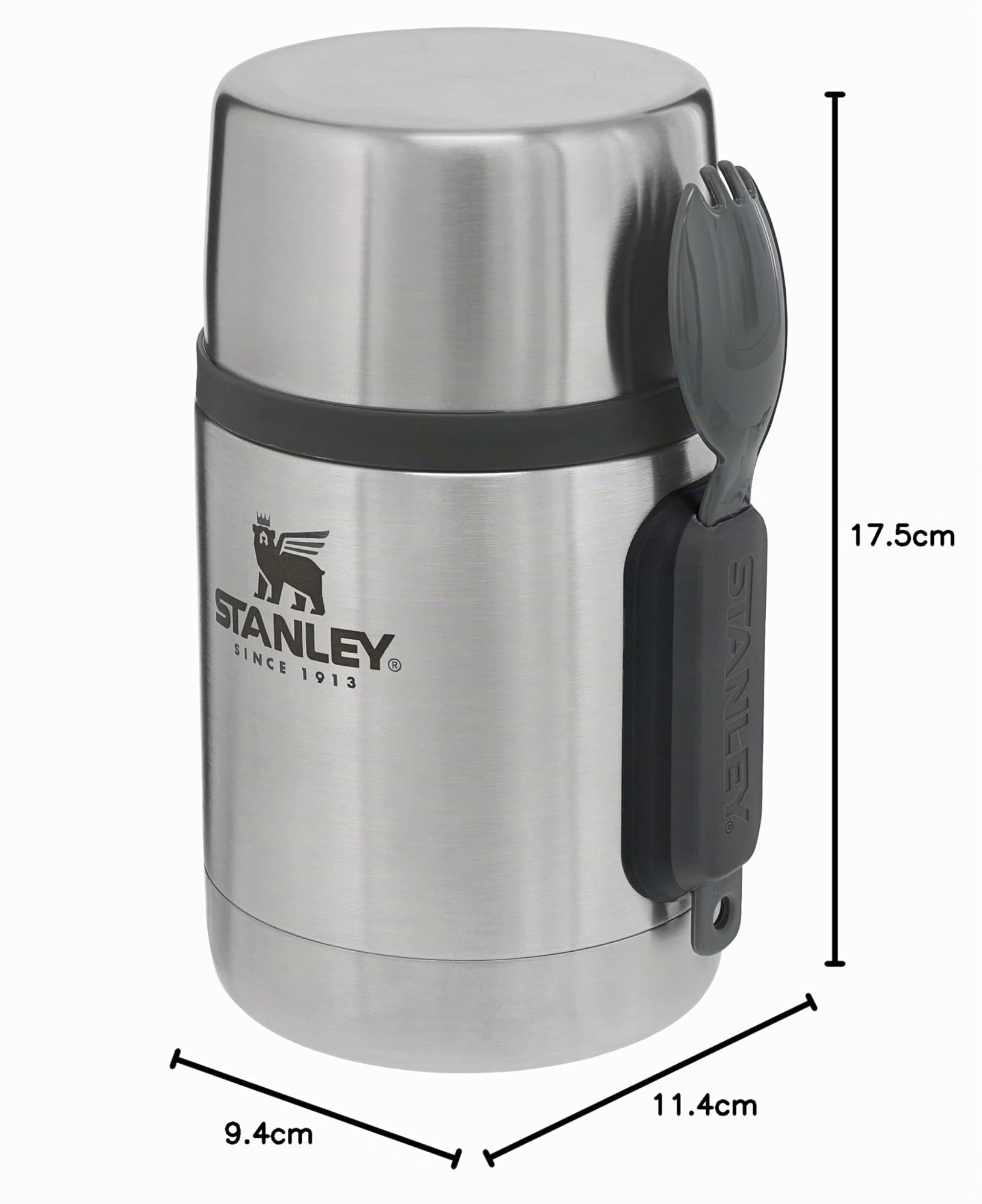 STANLEY Adventure Fiambrera Termica Acero Inoxidable 0.53L with Spork - Termo Comida Caliente Adulto Sin BPA - Mantiene Frío o Calor 12 Horas - Tapa Doble que Sirve de Taza