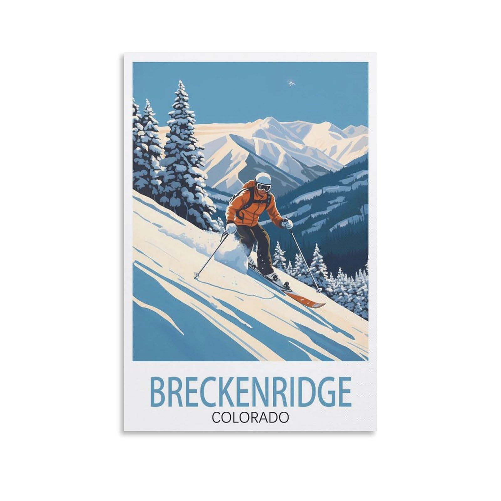 Fuudang Unframe-Style Breckenridge Colorado Ski Vintage Travel Poster 08X12inch(20X30cm) Canvas Art Poster And Wall Art Picture Print Modern Family Bedroom Decor Posters