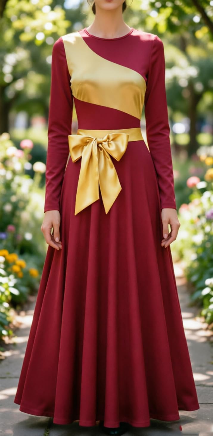 ORIDOOR Praise Dance Dress Worship Liturgical Dance Full Length Church Robe Metal Color Block Splicing Modern Lyrical Dress