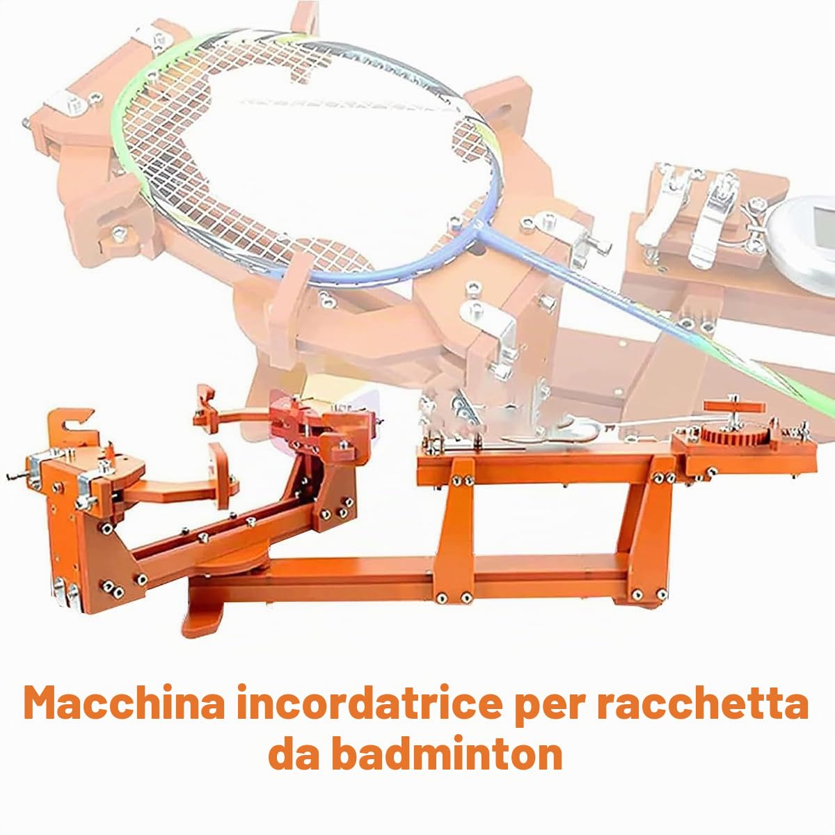 Macchina incordatrice per racchette con accessori per incordatura, macchina per incordatura di racchette da badminton a 6 punti fissa da 60 libbre, per racchette da tennis o da badminton fai da te