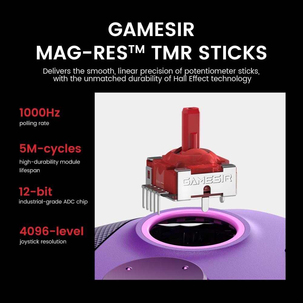 GameSir G7 Pro Mando Xbox Cable/PC Inalámbrico, TMR, 1000Hz, Morado
