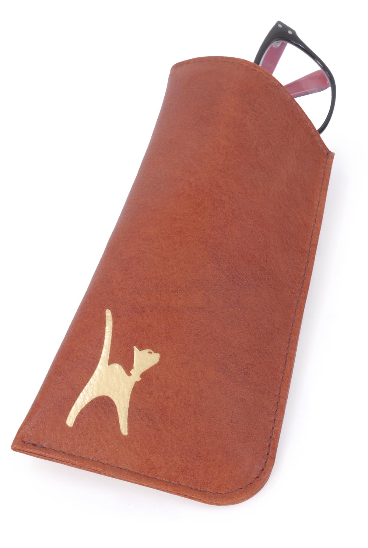 Catwalk Collection Handbags Women's Tan - Leather Glasses Case - Sunglasses Sleeve - Gift Boxed - Iris
