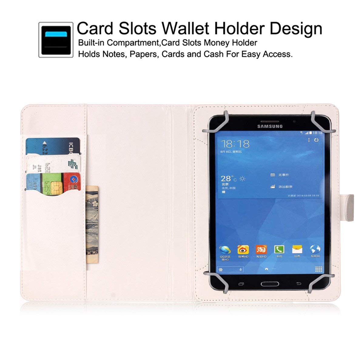 Funda universal de 10 pulgadas, cierre magnético de piel sintética [ranuras para tarjetas/dinero] Funda protectora para todas las tabletas universales de 10 pulgadas, Bling 8