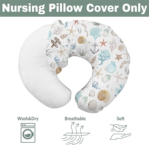 Miniatura 7 de Fundas de almohada de lactancia de verano para niños y niñas, conchas marinas, conchas, estrellas de mar, corales, anclas, fundas de almohada de