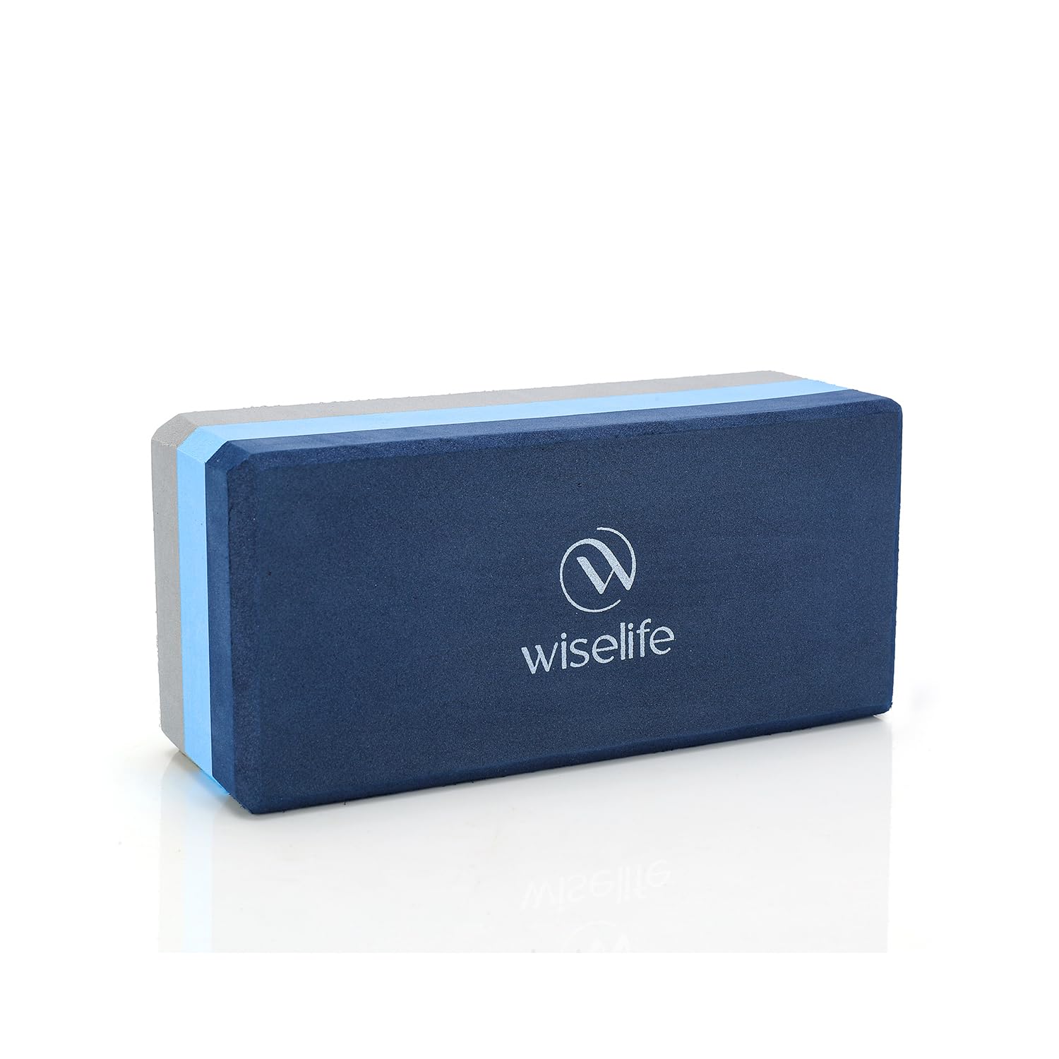 WiseLife Classic Yoga Block | Yoga Brick (Regular Size), High Density Premium TPE Foam Material, Soft Surface, Triple Layer for Optimum Balance, Support & Cushion (Single, Blue Grey)