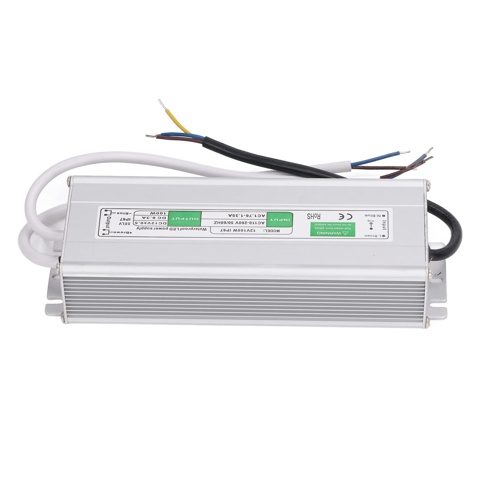 Fuente LED 12V100W IP67, n, Entrada AC 260V a Salida 12V, 100W A con Tiras D de Sobrecarga, es, suelo ing