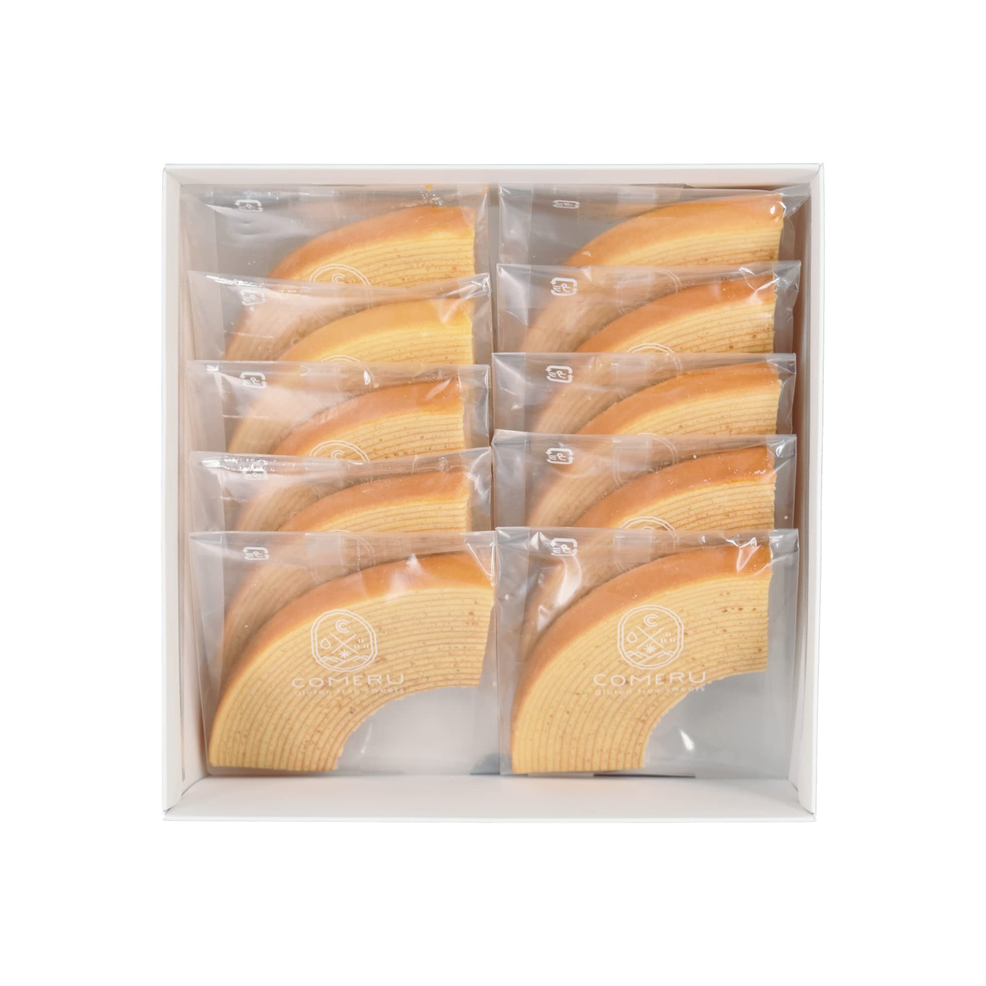 COMERU Gluten Free Cake Snacks | cut Baumkuchen made from Japanese Rice Flour 0.9oz 10bags | Non GMO, Celiac Friendly, Healthy, Natural