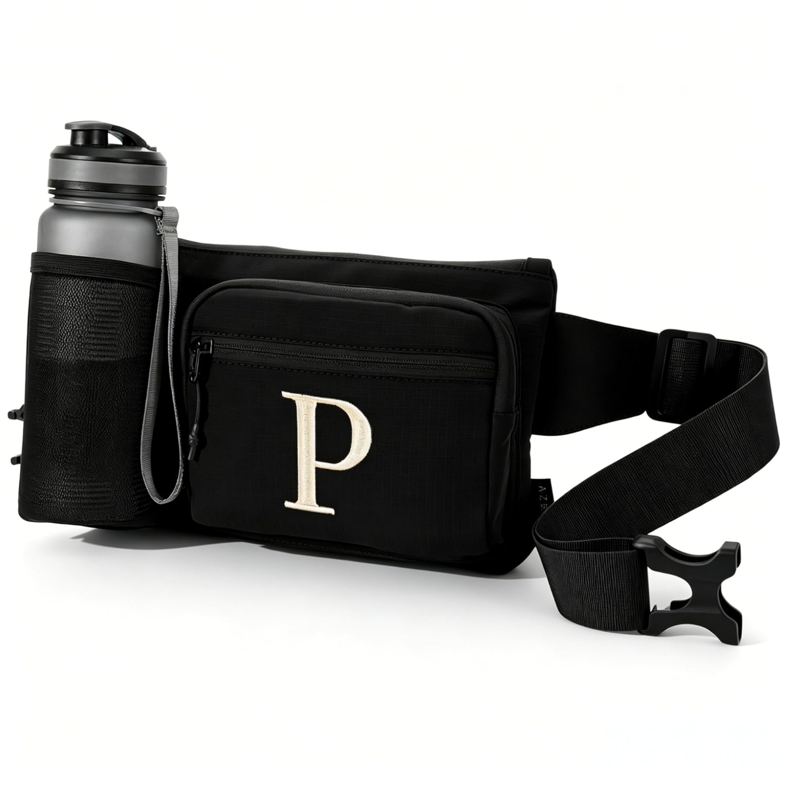 A-Z BAG Personalized Bum Bag Fanny Pack with Multi-Pockets for Hiking, Dog Walking, Travel & Outdoor Activities，Gifts for Men Women, (P)