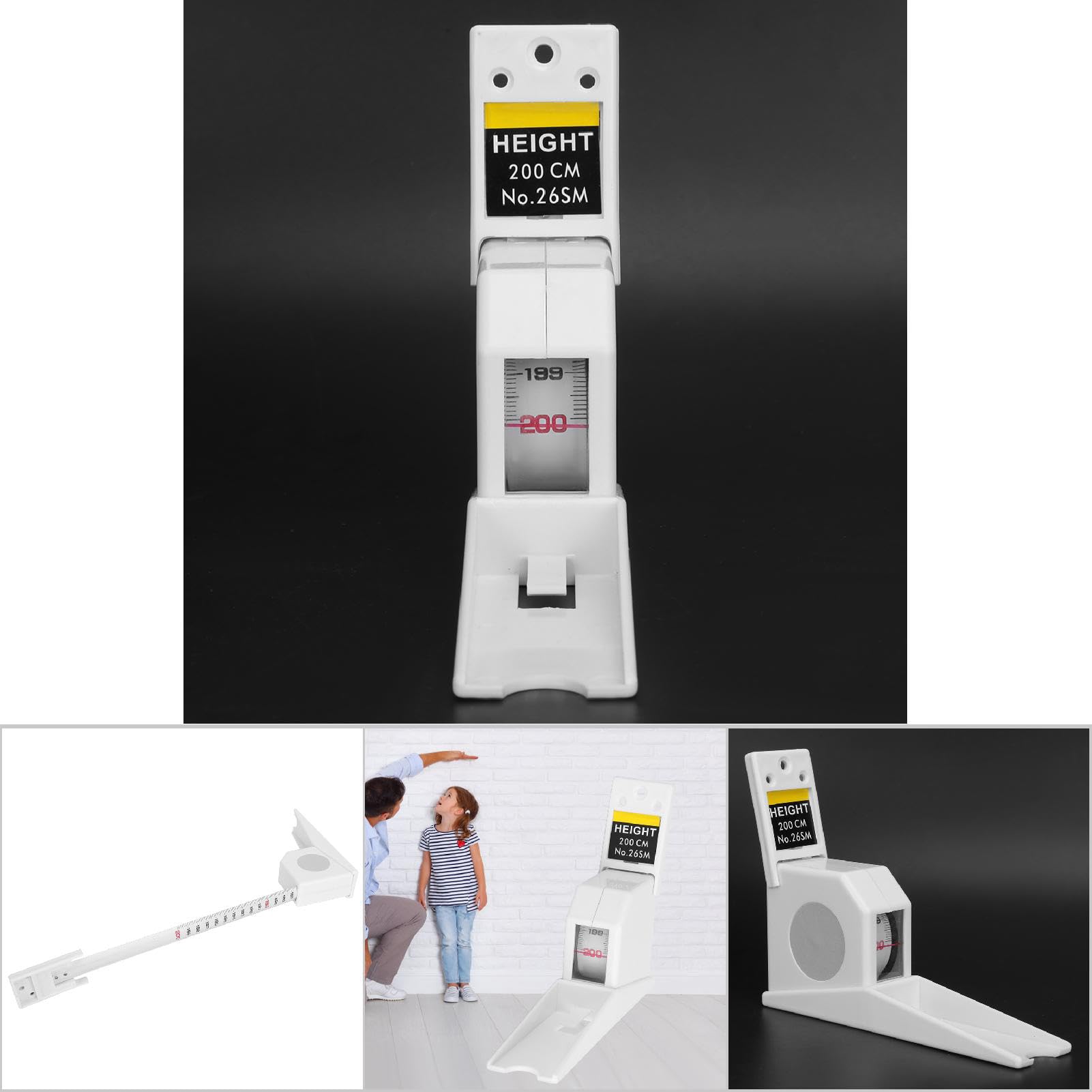 2PCS Metal Stature Meter with Retractable Measure Tape 2M Height Stature Meter Measuring Tool for Adults and Children