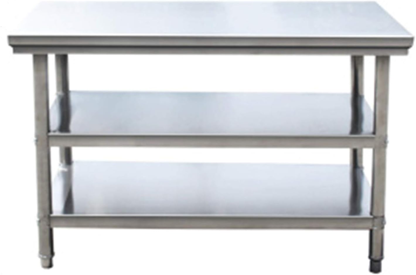 Stainless Steel Workbench Two-Tier Commercial Storage Workbench Load 500kg Balcony Storage Workbench for Kitchen Hotel Household (100 * 50 * 80 Three Layers)