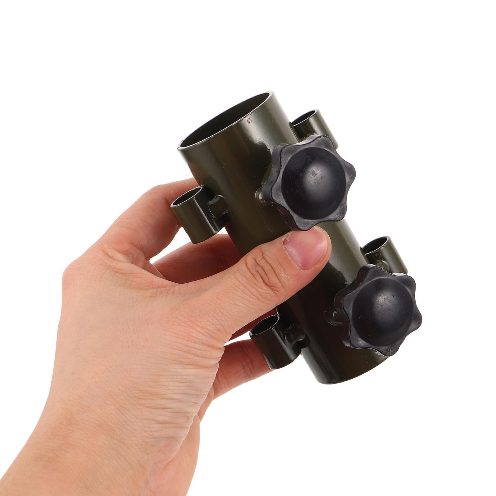 Toyvian Piquets de Camping en Acier Militaire Robustes Vert Armée, Kit Fixation pour Mâts de Tente Télescopiques avec 2 Fixateurs Réglables et 4 Piquets de 30 Cm, Accessoire pour Camping