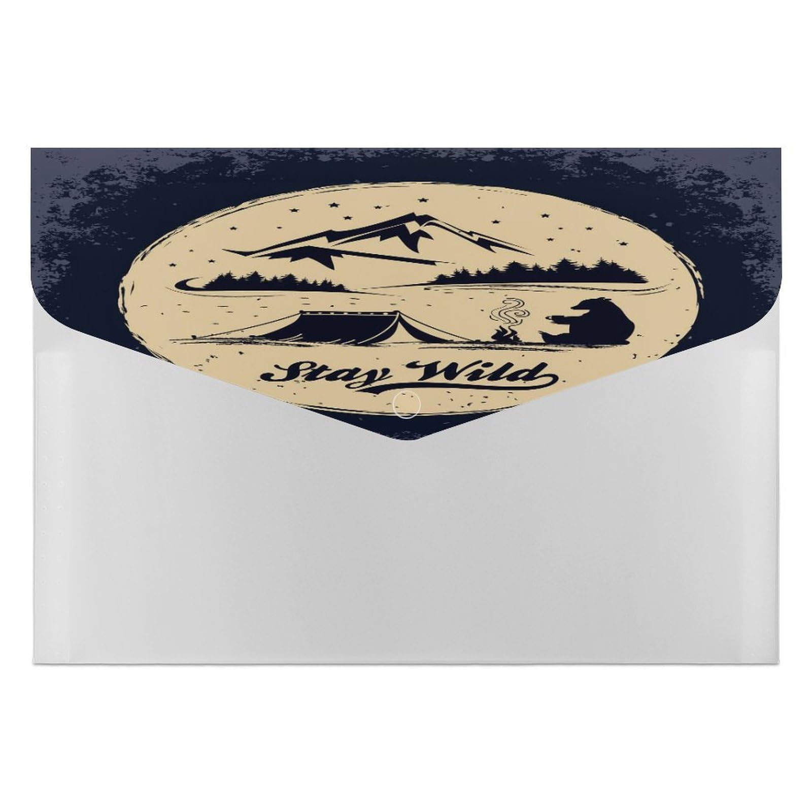 Expanding File Folder, 6 Pockets Zipper Expandable Document Organizer Accordion Filing Folder Print Stay Wild Camp Tent Bear Mountains