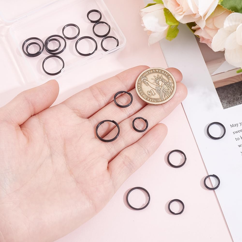 Beebeecraft 18Pcs Split Key Rings Small 10/12/15.5mm Titanium Black image 3