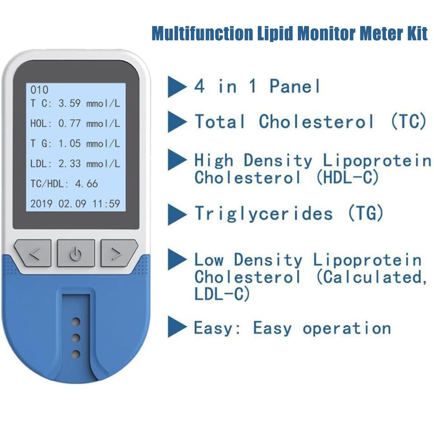 Cholesterin-Testgerät, Multifunktionales Lipid-Messgerät-Set Für TC, TG, HDL, LDL, Blutfett-Tester Mit 25 Teststreifen, Datenspeicher Für 500 Gruppen, Schnelle Ergebnisse, Für Den Heimgebrauch