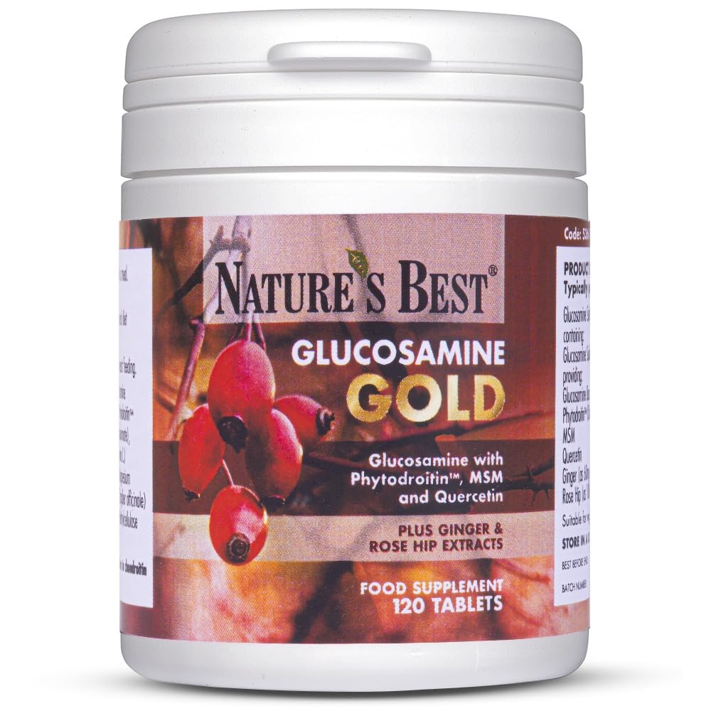 Glucosamine Gold - High Strength 1400mg Plant-Based - All-in-one Formula with Phytodroitin, Chondroitin, Ginger, Rosehips & Quercetin - Taste Free - UK Made - 120 Tablets