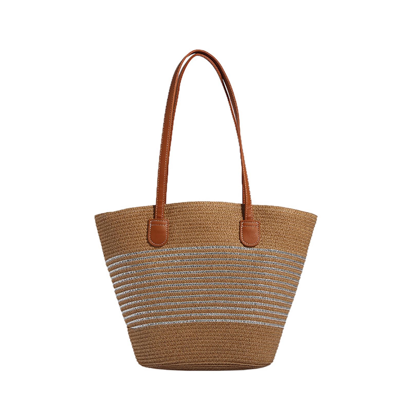 Borsa a Mano in Paglia da Donna Bohemien Borsa a Spalla Borse Tote Tessitura Borsa Spiaggia Intrecciata Borsa a Tracolla Retrò Busta Borsa Tote per Viaggi Data e Vacanz Argento