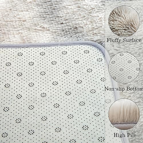 AENRUO Fluffy Rug for Living Room 5x8 Tie-Dyed Luxurious Area Rug Shaggy Rug for Bedroom Kid Rug for Play Room Modern Carpet for Home Decor, Light Grey 3 61wlc2K9jVL. AC