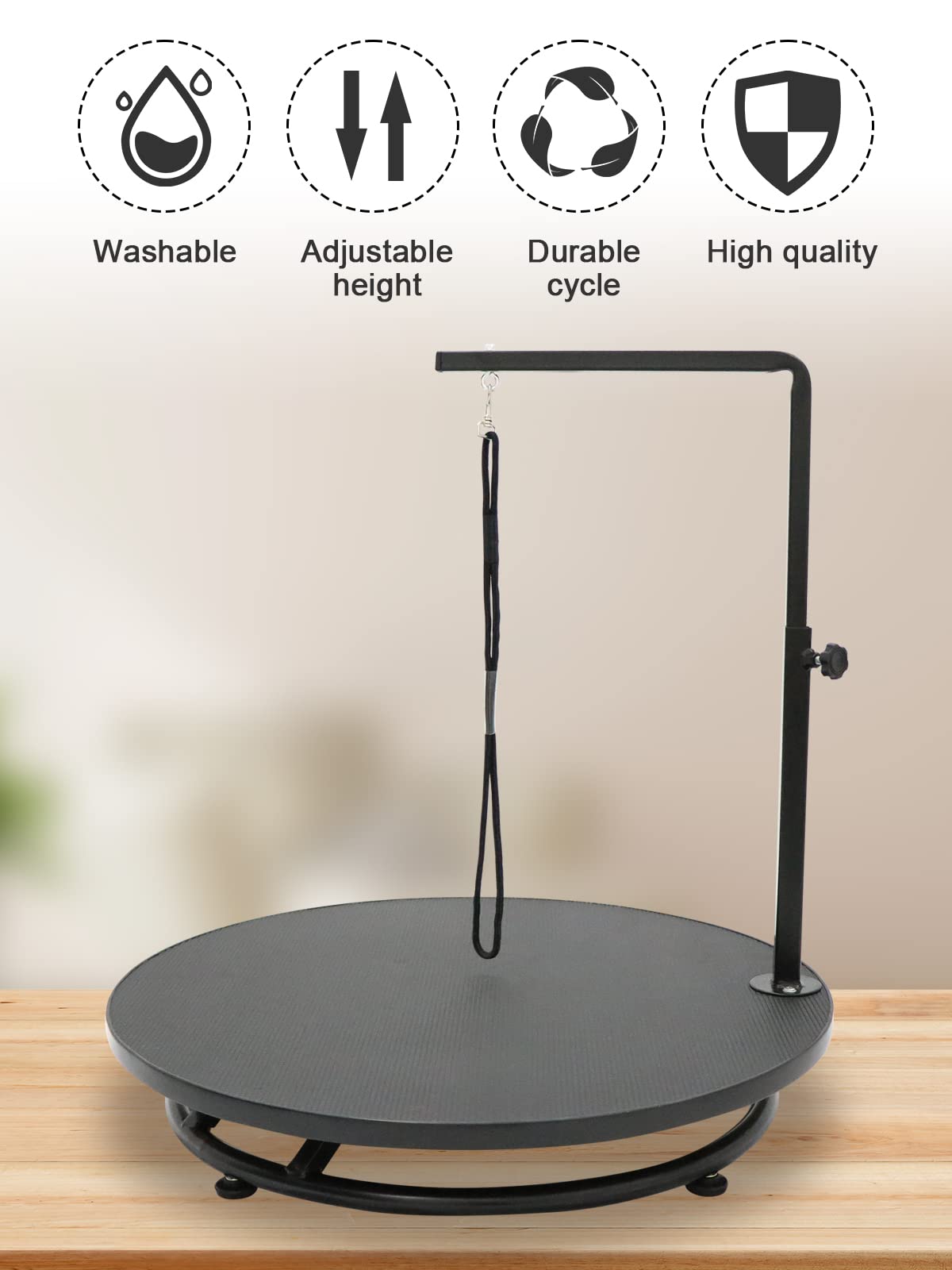 Kalolary Mesa de aseo para mascotas de 24 pulgadas con lazo, mesa de aseo para perros giratorios de 360 ° de altura ajustable para perros pequeños, estación de mesa de spa para mascotas en casa