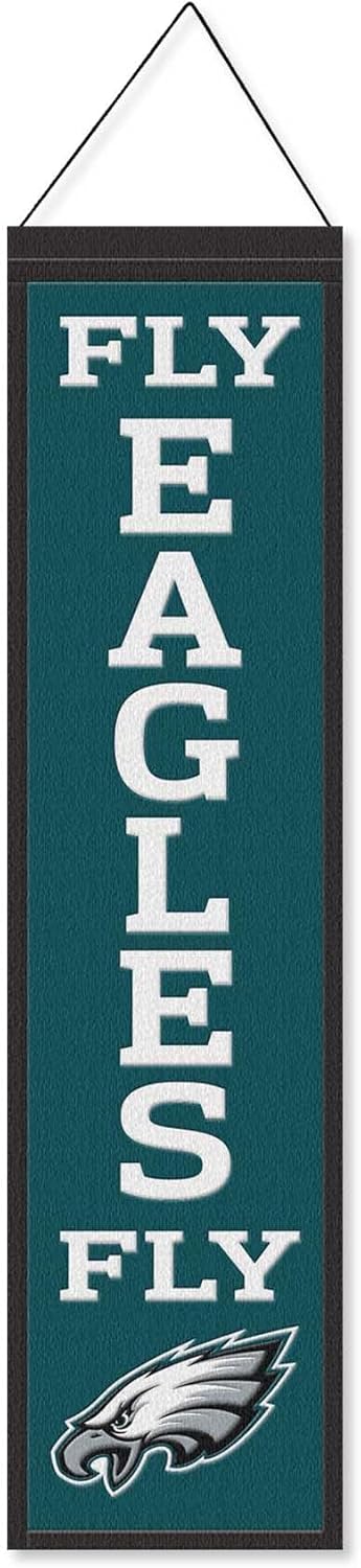 WinCraft Philadelphia Eagles Fly Eagles Fly 8x32 Inch Vertical Wool Embroidered Hanging Banner