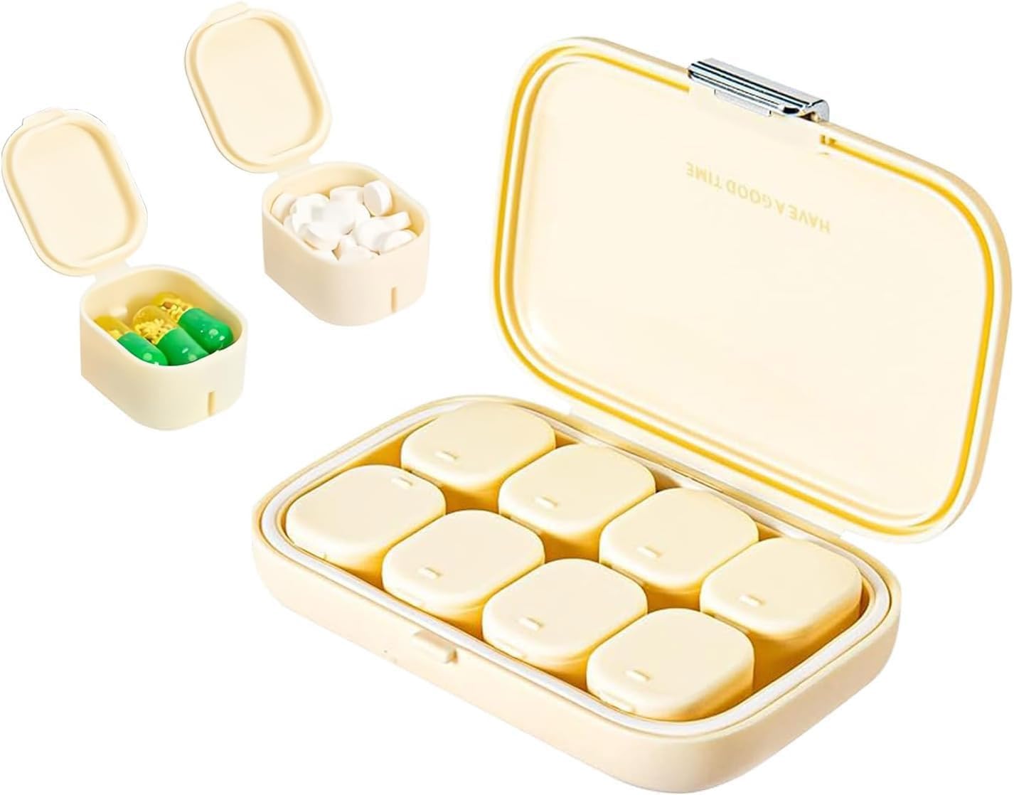 Portable Medicine Cream White Daily Use Medicine Case Small Size Durable Plastic Pill Organizer Case Storage Holder food grade Pill Storage Box Travel Medicine Dispensing Container-image-12
