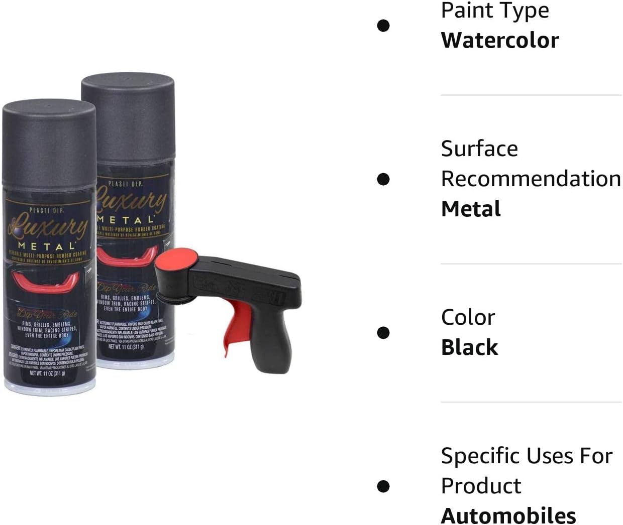 Plasti Dip Luxury Metal Spray, 2, 11oz Cans with Cangun Trigger (Black Sapphire)