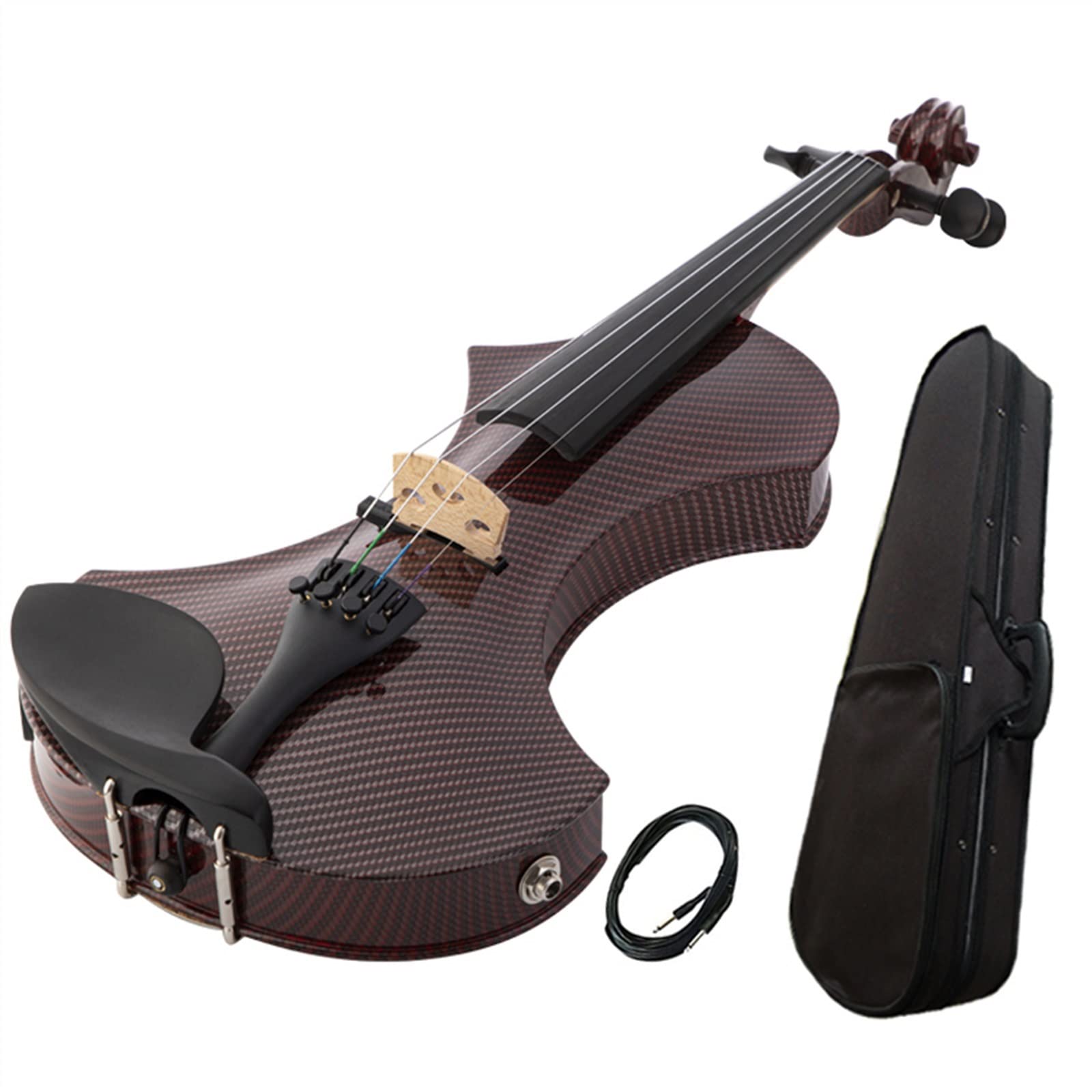 Violini per Studenti Strumento Musicale Professionale Per Violino Elettrico Rosso Scuro 4/4 Con Sistema Di Pickup Attivo In Ebano Professionale Violino