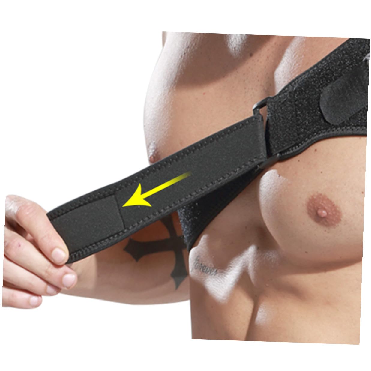 Adjustable Shoulder Strap Support Wrap for Left Shoulder Non-slip Breathable Compression Pad with Hook and Loop Closure for Outdoor Sports and Rotator Cuff Injury