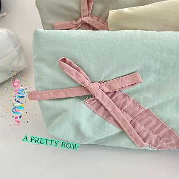 XZR Cute Pen Bag Case Box Stocking Stuffers Cute Creative Bowknot Cartoon Large Capacity Zipper Organizer Storage Bag Box Nice Gift (Mint Green)