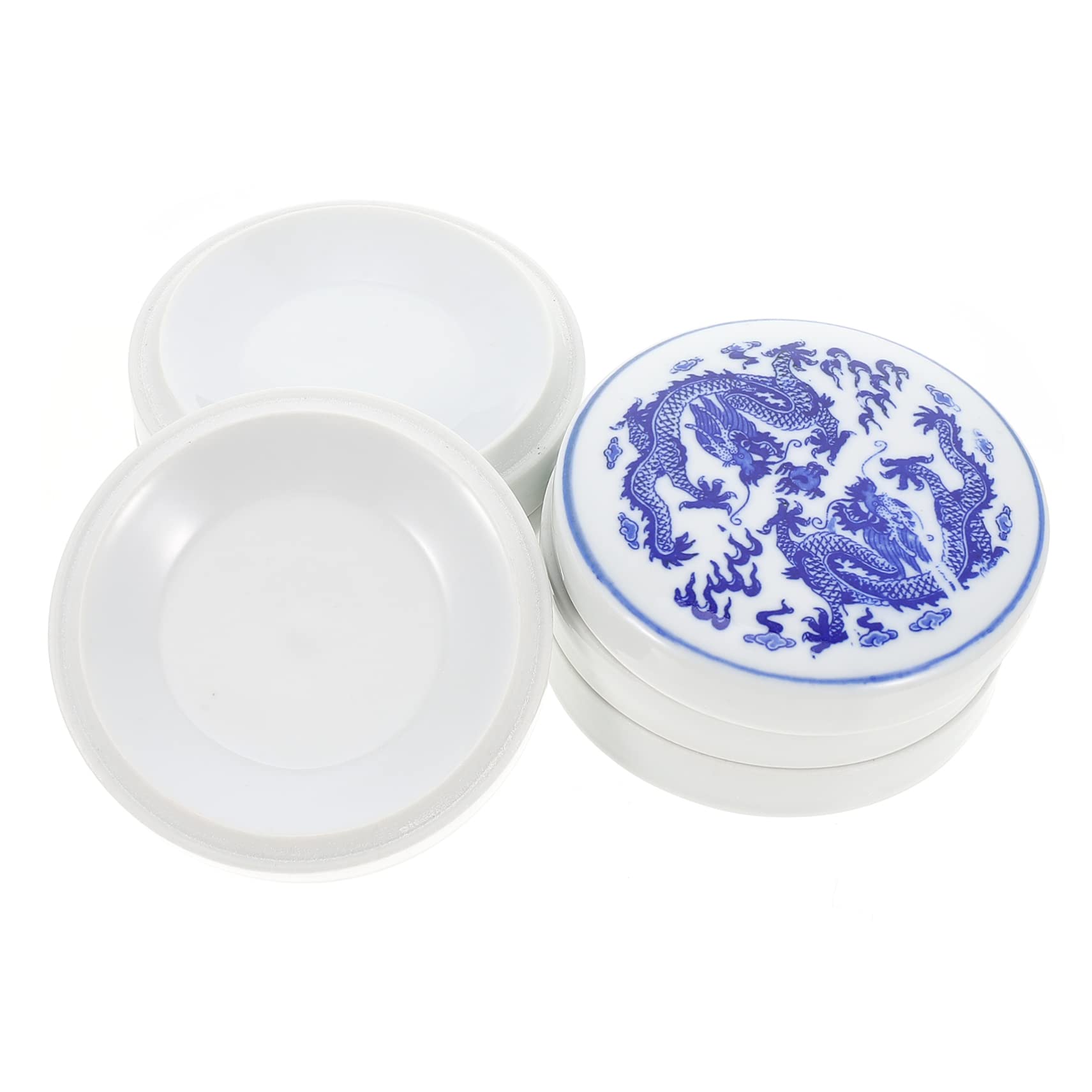 SHINEOFI Tavolozza in Ceramica Bianca a Strati con Coperchio, Superficie Liscia per Mescolare Colori, Facile da Pulire per Pittura e Calligrafia