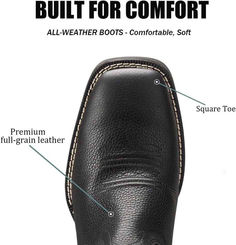 SUREWAY Cowboy Boots For Men - Mens Square Toe Western Boot With Flag,Oil/Slip Resistant,Durable Fashionable Classic Pull on Boots - Image 6