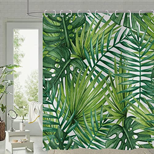 Rideau de douche imperméable et lavable motif jungle vert