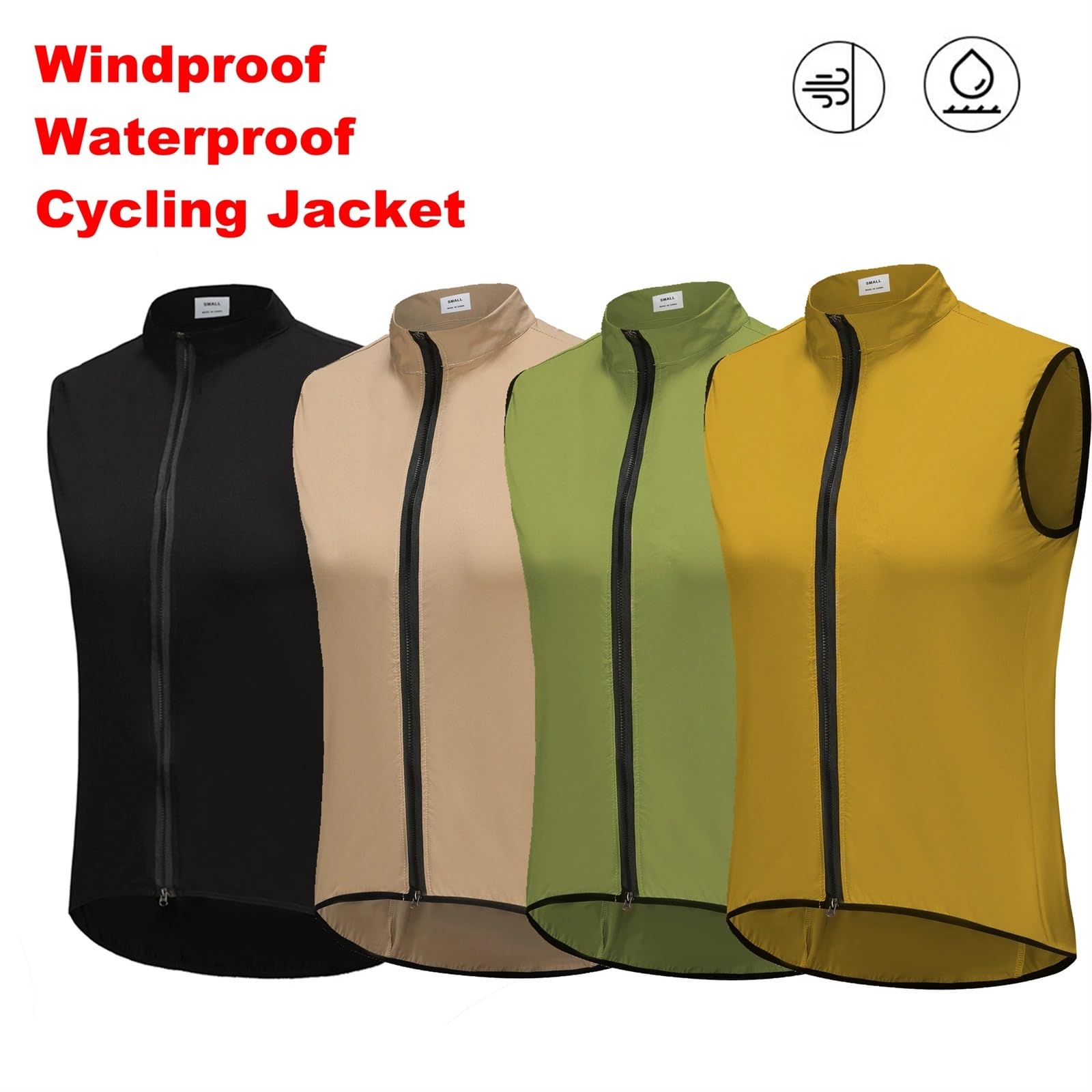 Smanicato Ciclismo Gilet da Ciclismo Antivento Impermeabile Leggero da Ciclismo Senza Maniche Giacca da Bici Uniforme da Bici Maglia da Ciclismo Abbigliamento Gilet(Black,S)