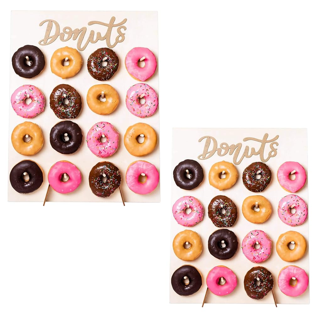 JULAN 2 Pack Donut Wall Display Stand for Party,Wedding,Birthday Party,Decorative Doughnut and Bagel Holder,Donut Display Board for Donut Party Decorations,Donut Display Wall Stand for Baby Showers