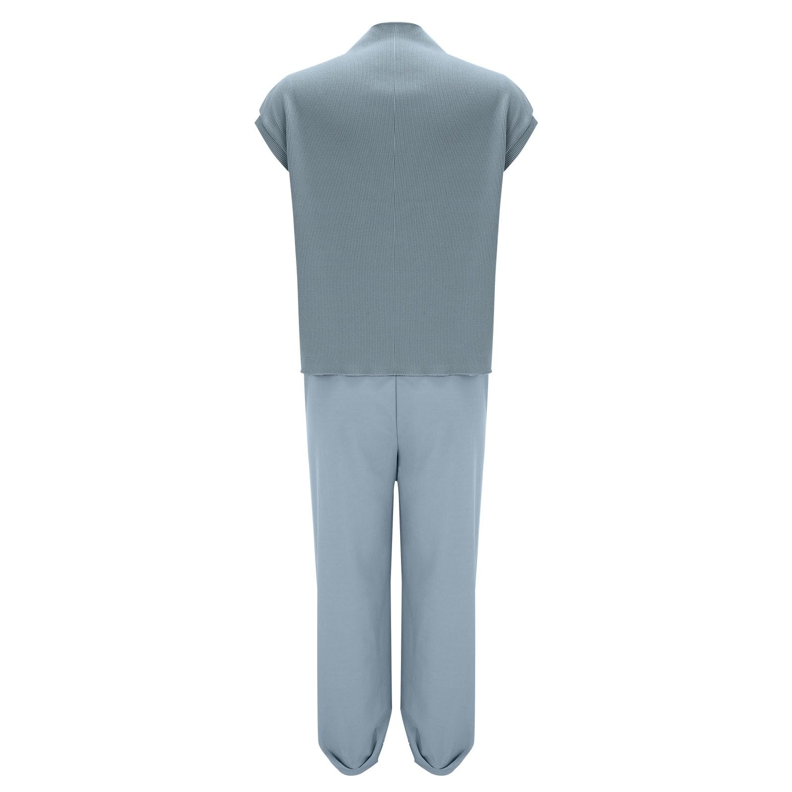 Survêtement 2 Pièces pour Femme - Manches Longues - Crop Tops - Pantalon Évasé D'Été Tenue Loungewear Set Ensemble de Survêtement Combinaison Pantalon Femme Chic Tee-Shirt Sport Femme Ample et Long