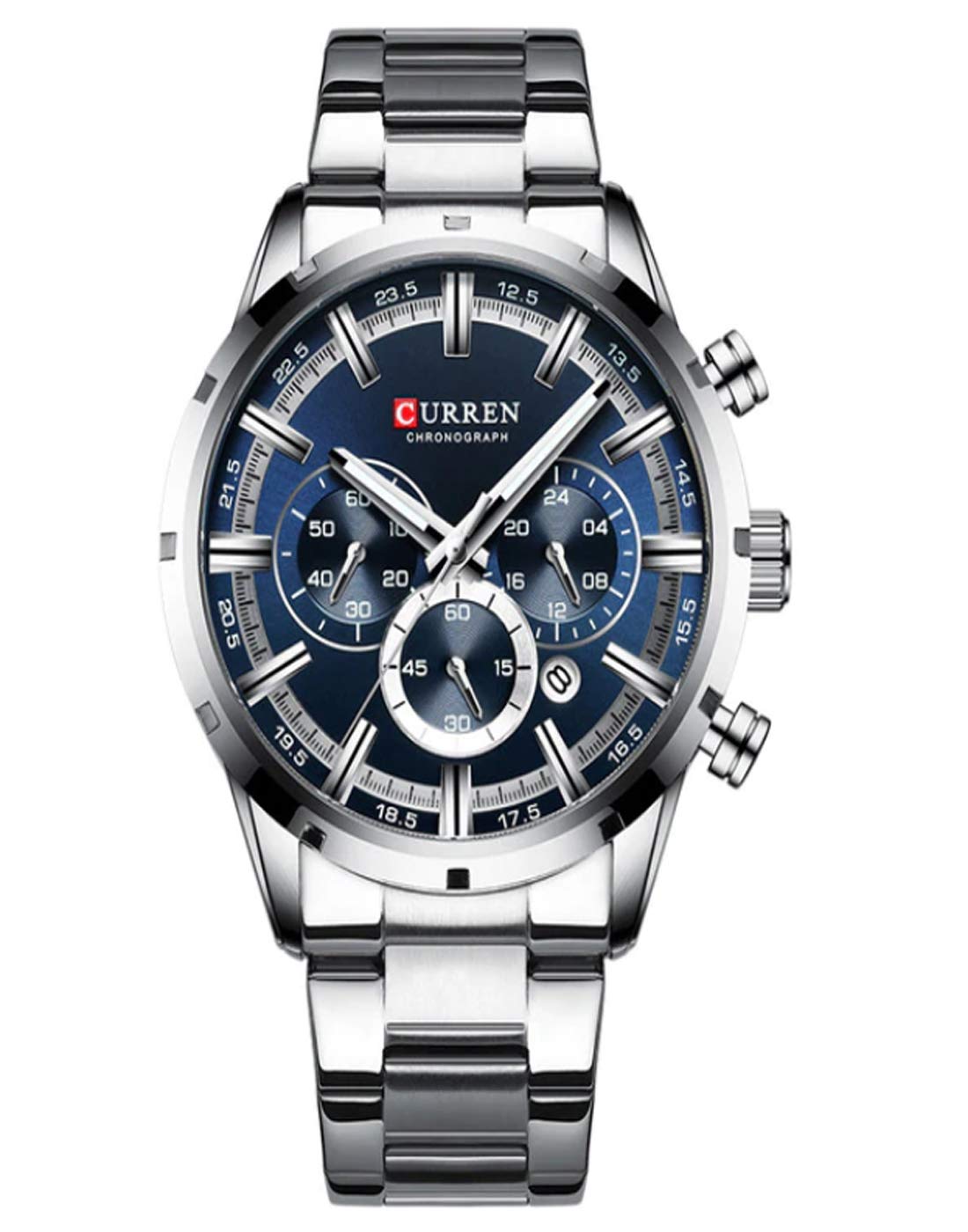 CURREN CR-8355-Silver Blue Analog Watch - for Men (B081D1BLKV) Amazon Price History, Amazon Price Tracker