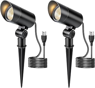 HIBOITEC 2 Pack 30W Outdoor LED Spot Lights 120V Plug in Flag Pole Light