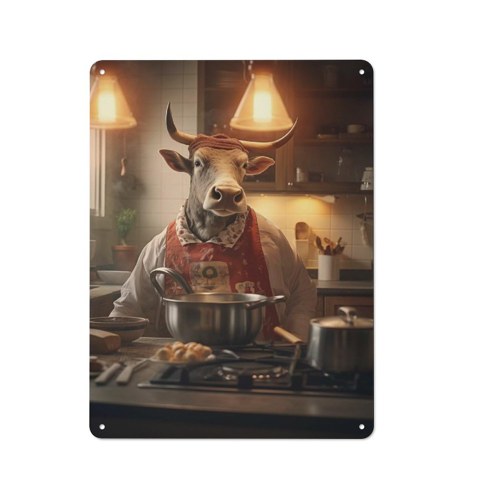 Junmoney Style-24 Bull Cooking Kitchen Funny Tin Sign 40X30cm, Garage Style Workshop Wall Decor For Garage, Workshop, Shed Or Utility Room