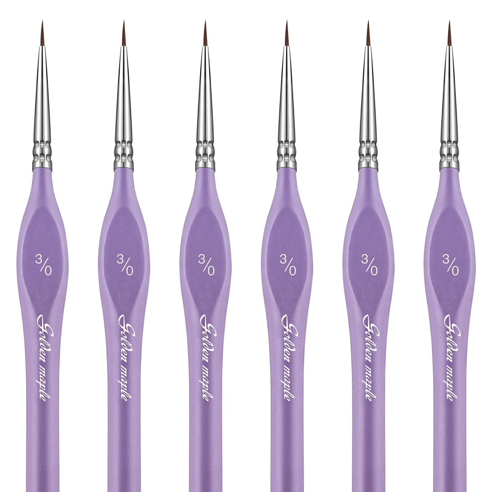 Golden Maple Detail Paint Brushes 3/0, Ultra Fine Tip Paint Brush Extra Fine Detail Miniature Paint Brush Set 6pcs Small Scale Models Paint by Numbers for Adults - Acrylic Watercolor Oil, Purple